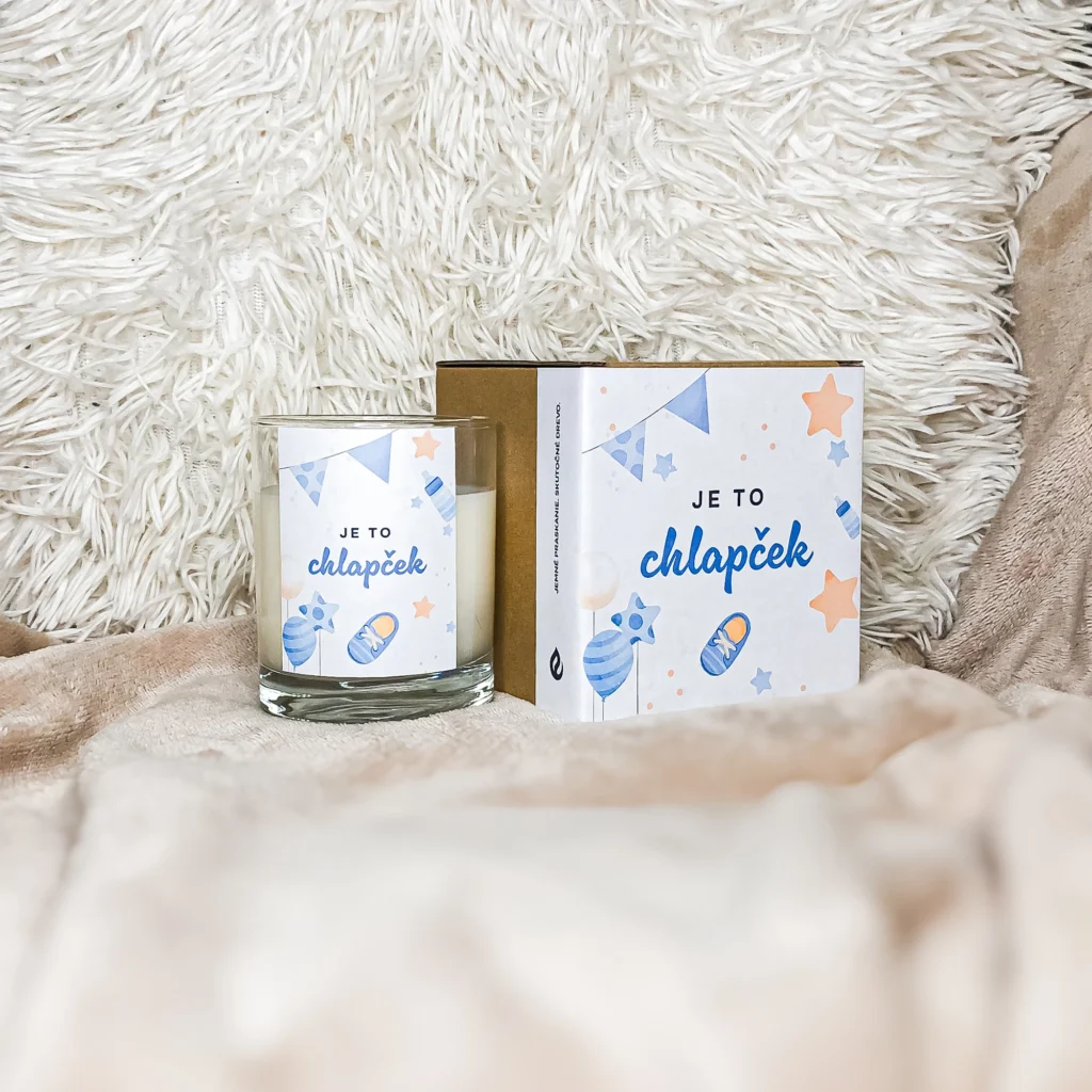 je to chlapcek sojova sviecka darcek na babyshower pre chlapceka